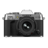 FujiFilm X-T50 silver mirrorless camera with XF16-50mm lens attached