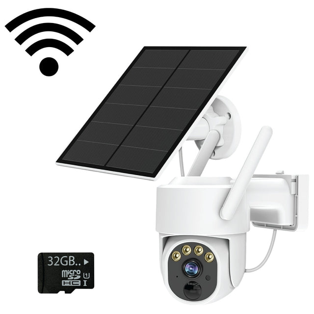 GERBER Security Camera WiFi with Solar and 32GB TF, White