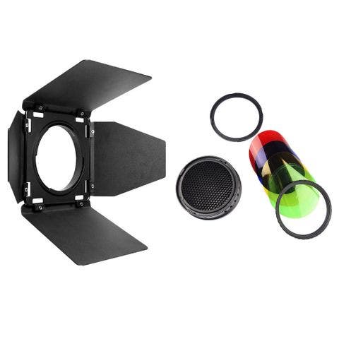 Godox BD-08 barndoor with honeycomb grid and colour filter set for AD400Pro