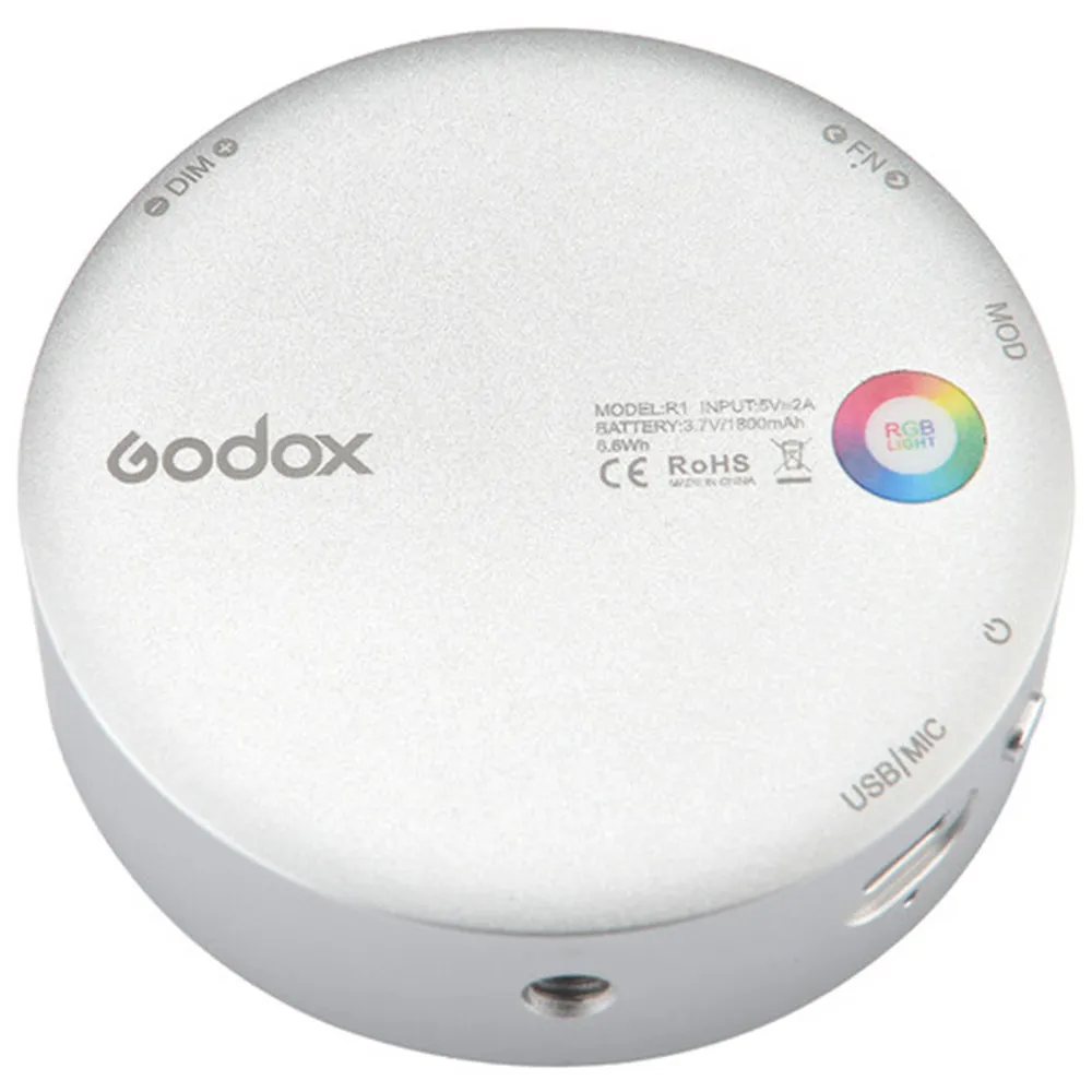 Godox R1 Round RGB Silver LED Light - additional product view