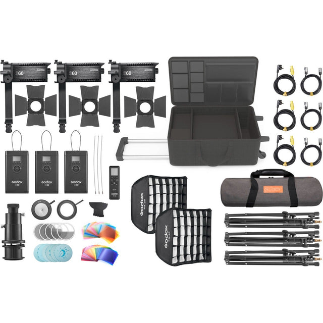 Godox S60 3 head focusing LED light kit.