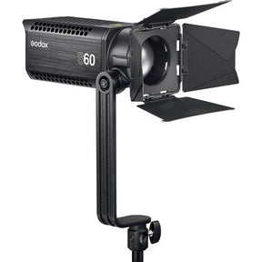 Godox S60 LED focusing light with barndoor.