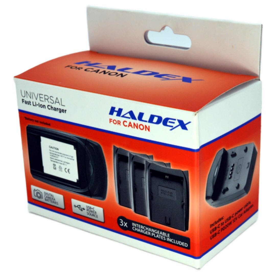 Haldex USB-C Canon charger for LP-E6, LP-E8 and LP-E17 with car adaptor