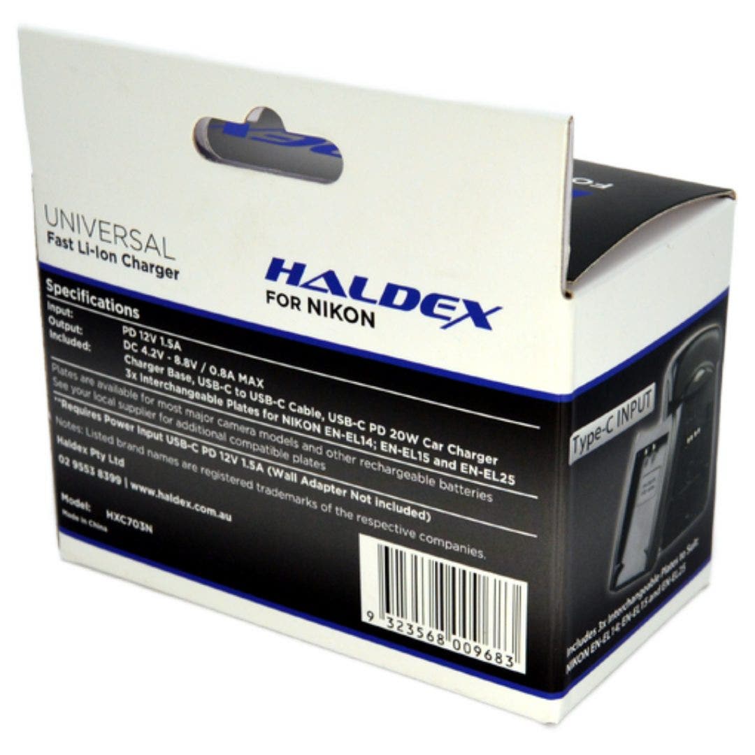 Haldex USB-C Nikon Charger for EN-EL12, EN-EL15 & EN-EL25 Includes Car Adaptor - additional product view