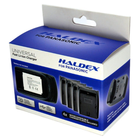 Haldex USB-C Panasonic charger for BLC12, BLF19, BLJ31 and BLK22 with car adaptor