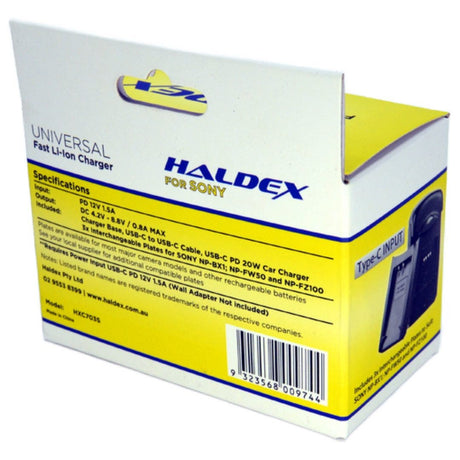 Haldex USB-C Sony Charger for NP-B1X, NP-FW50 & NP-FZ100 Includes Car Adaptor - additional product view