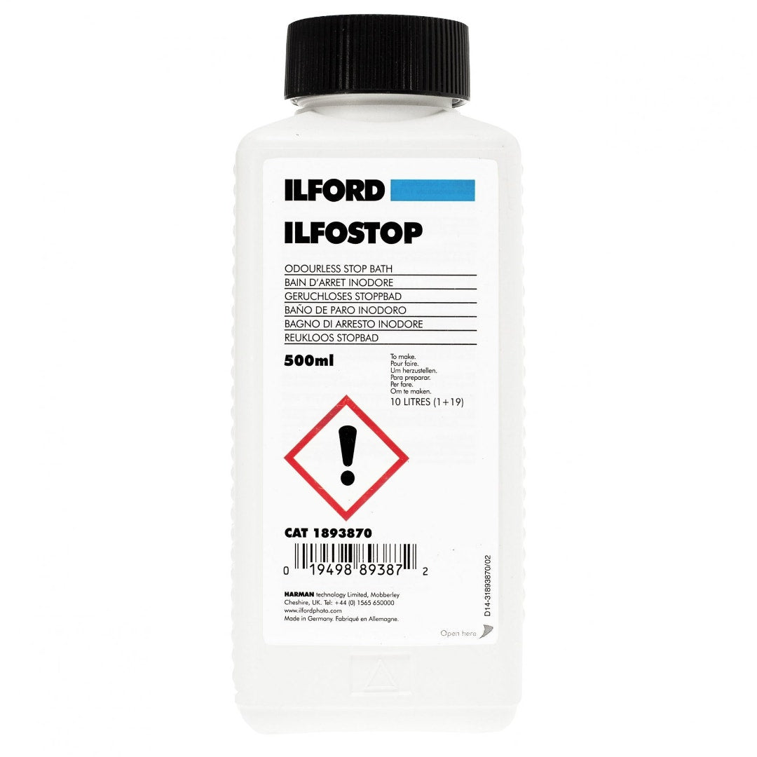 Ilford Ilfostop stop bath, 500 millilitre bottle