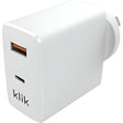 Klik Dual USBA + USBC Wall Charger, 65W