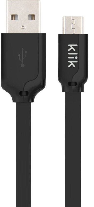 Klik Micro USB charge/sync cable, 25cm, black