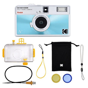 Kodak Ektar H35N half frame camera premium kit in Glazed Blue