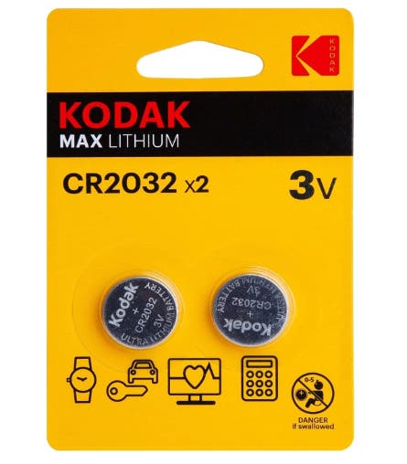 Kodak MAX CR2032 3V lithium battery, 2 pack