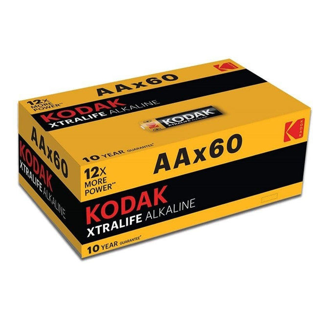 Kodak XTRALIFE AA 1.5V alkaline batteries, 60 pack.