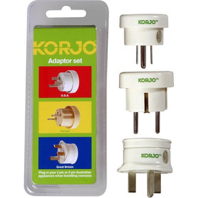 Korjo adapter set for Europe, Great Britain and USA