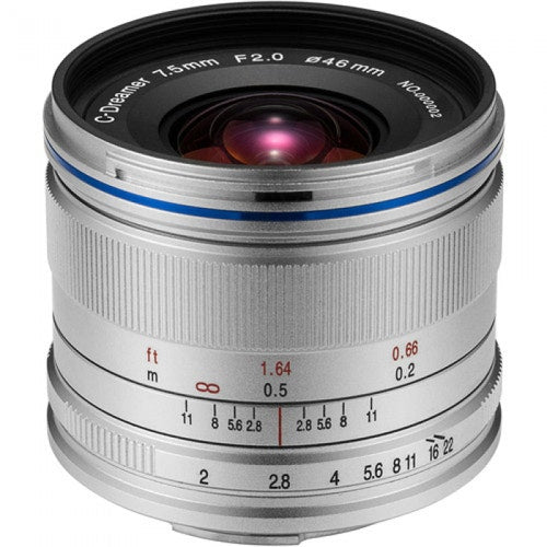 Laowa 7.5mm f/2 lens, MFT, silver