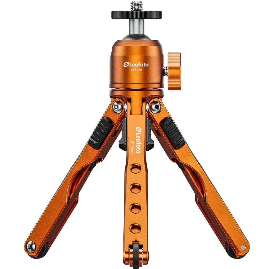 Leofoto MT-03 Mini Table Top 2 Section Tripod with MBH-20 Ball Head – Orange - additional product view