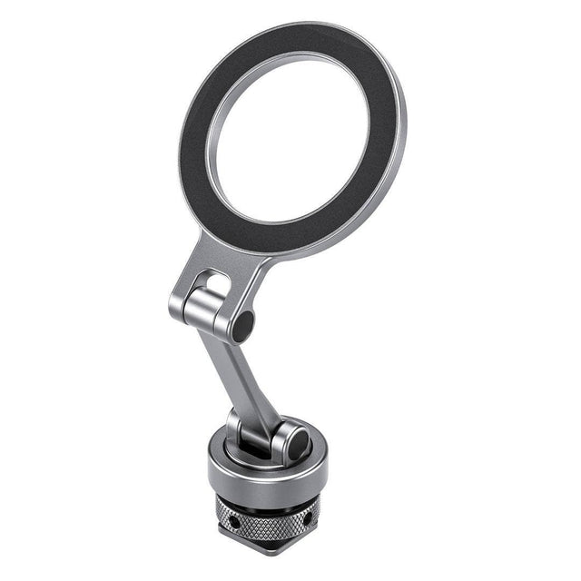 Leofoto PM-03 magnetic phone mount with cold shoe mount in silver