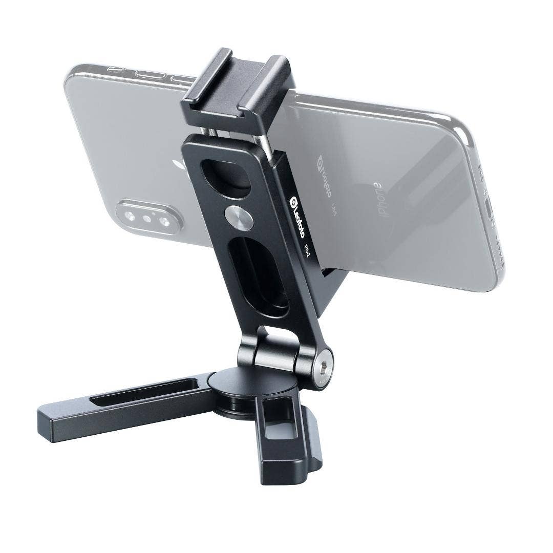 Leofoto PS-2 folding phone stand with Arca Swiss foot in black