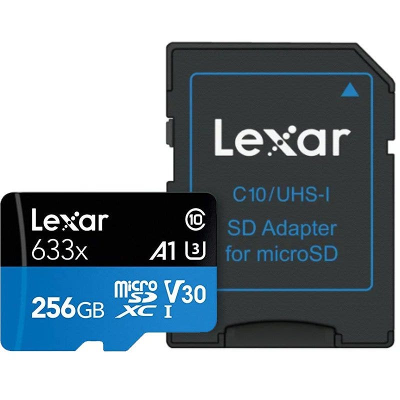 Lexar High-Performance 633x microSDXC 256GB memory card with adapter