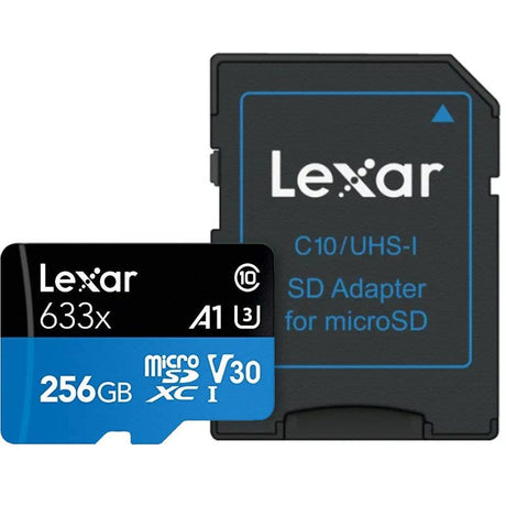 Lexar High-Performance 633x microSDXC 256GB memory card with adapter