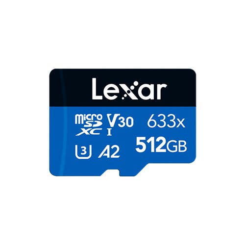 Lexar High-Performance 633x microSDXC 512GB memory card with adapter