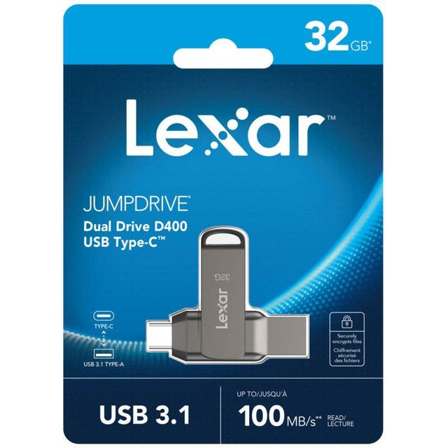 Lexar JumpDrive Dual Drive D400 32GB USB 3.1 Type-C flash drive