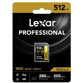 Lexar Professional 1800X SDXC UHS-II SD Card, 512GB
