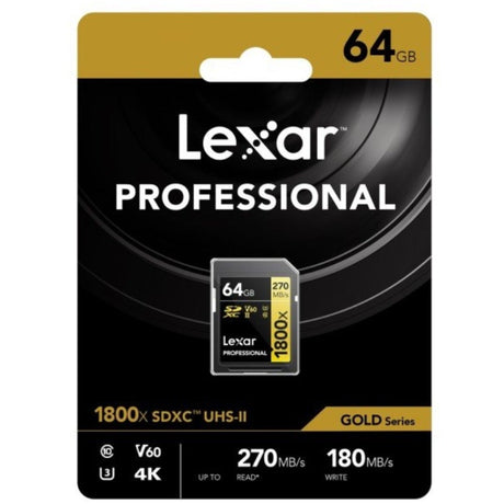 Lexar Professional 1800X SDXC UHS-II SD Card, 64GB