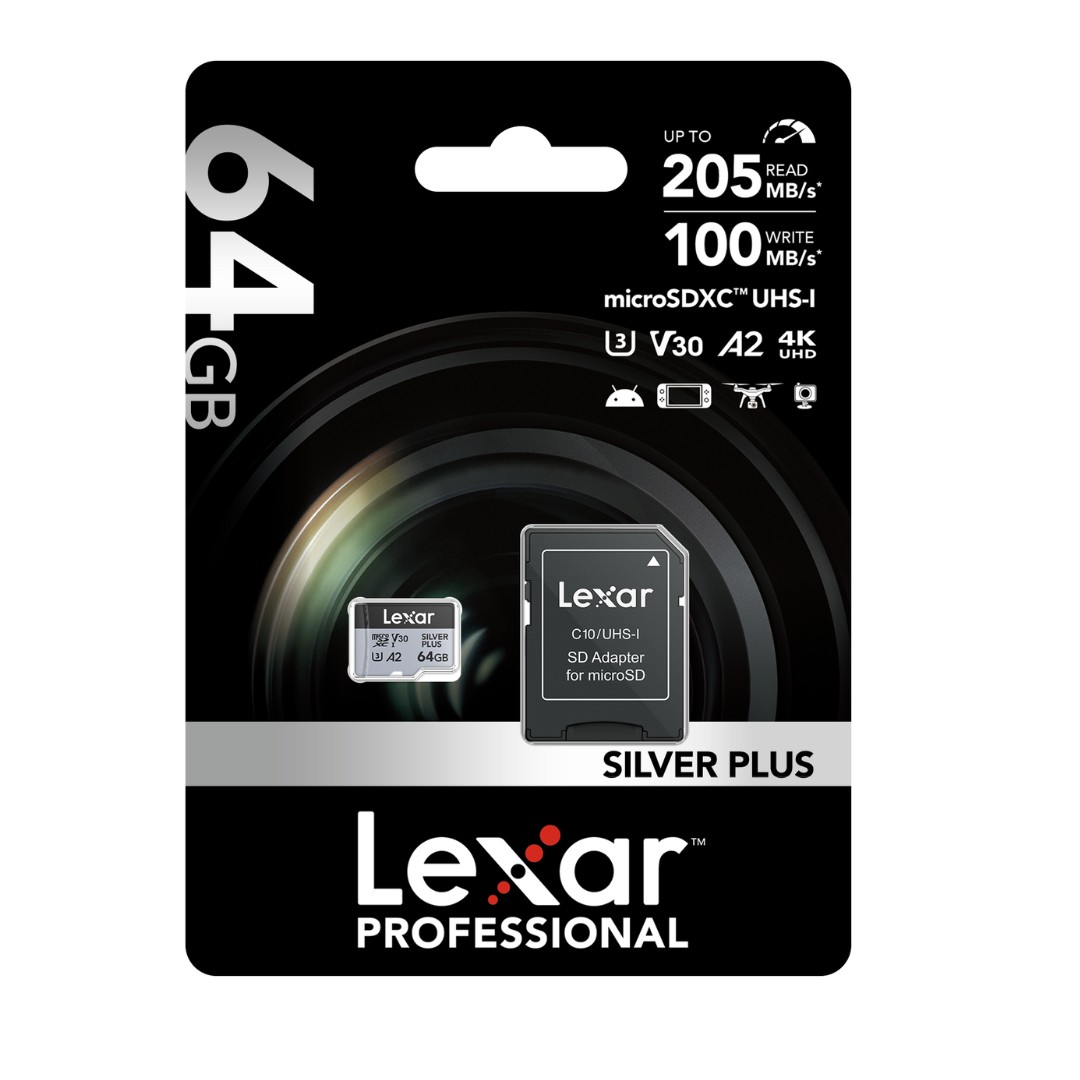 Lexar Professional 64GB Silver Plus MicroSDXC Memory Card - additional product view