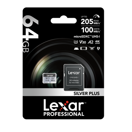 Lexar Professional 64GB Silver Plus MicroSDXC Memory Card - additional product view