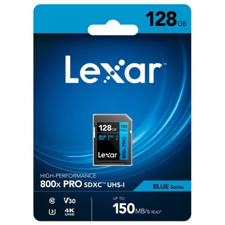 Lexar Professional 800x PRO SDXC 128GB memory card, 150MB/s V30 UHS-I U3