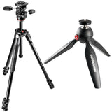 Manfrotto MK290XTA3-3W 3 section tripod kit with 3 way head and bonus mini tripod