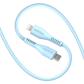 MICRODIA Fruitywire Liquid Silicon PD60W 1.3m USB-C to Lightning cable in Baby Blue