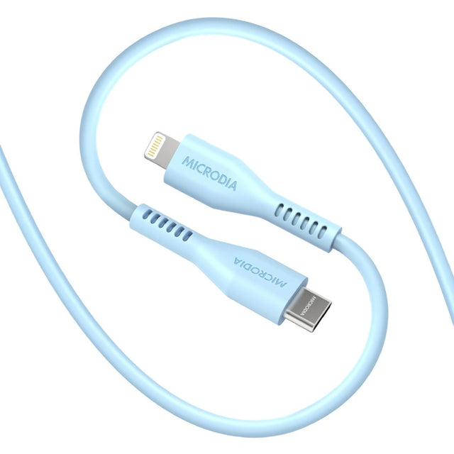 MICRODIA Fruitywire Liquid Silicon PD60W 1.3m USB-C to Lightning cable in Baby Blue