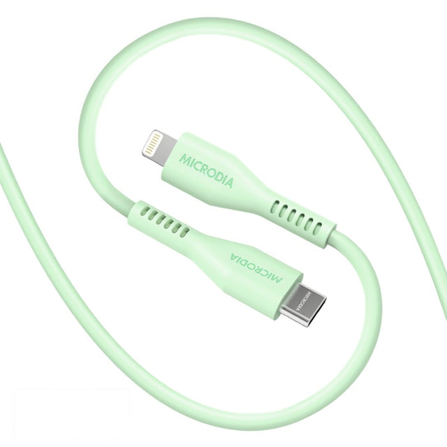 MICRODIA Fruitywire Liquid Silicon PD60W 1.3m USB-C to Lightning cable in Mint