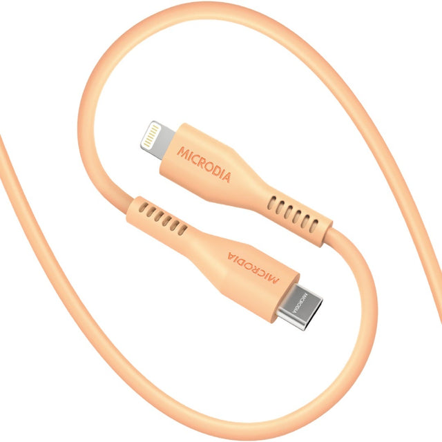 MICRODIA Fruitywire Liquid Silicon PD60W 1.3m USB-C to Lightning cable in Peach