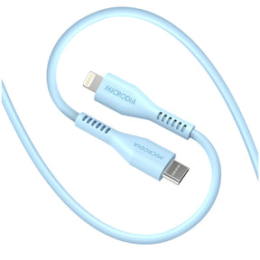 MICRODIA Fruitywire Liquid Silicon PD60W 2.6m USB-C to Lightning cable in Baby Blue