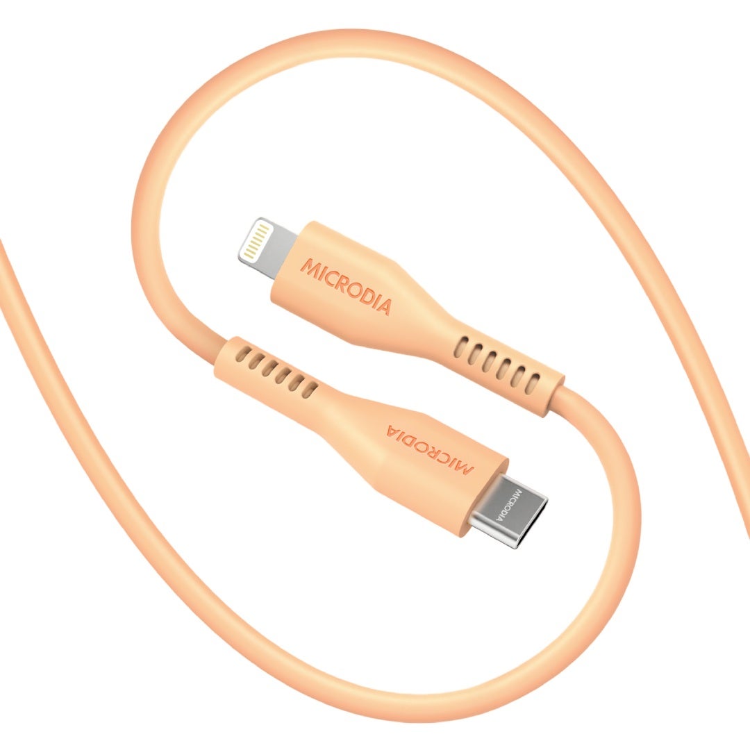 MICRODIA Fruitywire Liquid Silicon PD60W 2.6m USB-C to Lightning cable in Peach