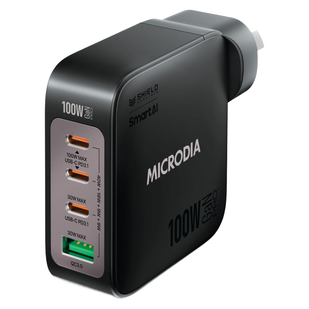 MICRODIA SMARTCube Nano 100W 4 Port GaN Wall Charger in Black