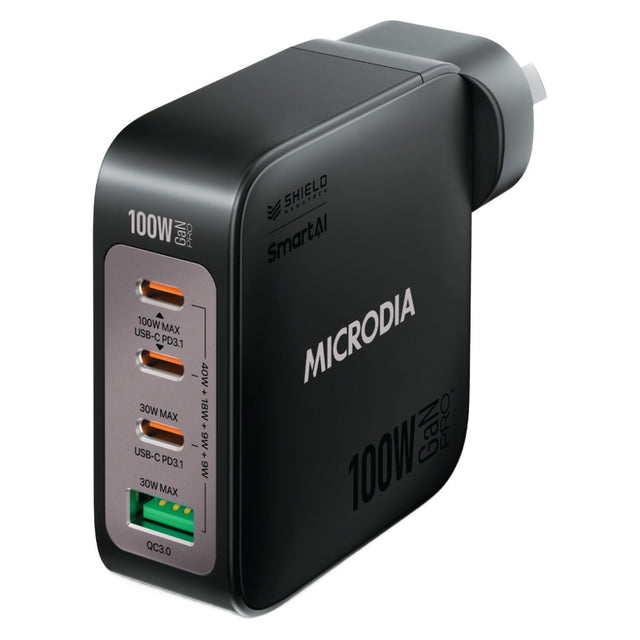 MICRODIA SMARTCube Nano 100W 4 Port GaN Wall Charger in Black