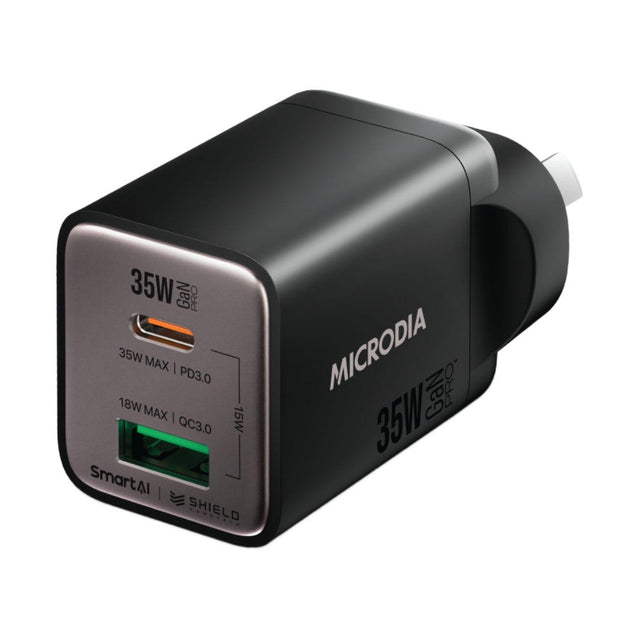 MICRODIA SMARTCube Nano 35W Dual Port GaN Wall Charger in Black