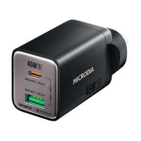 MICRODIA SMARTCube Nano 45W Dual Port GaN Wall Charger in Black
