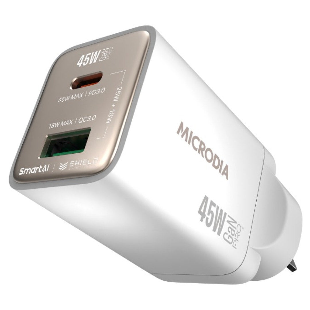 MICRODIA SMARTCube Nano 45W Dual Port GaN Wall Charger - White - additional product view