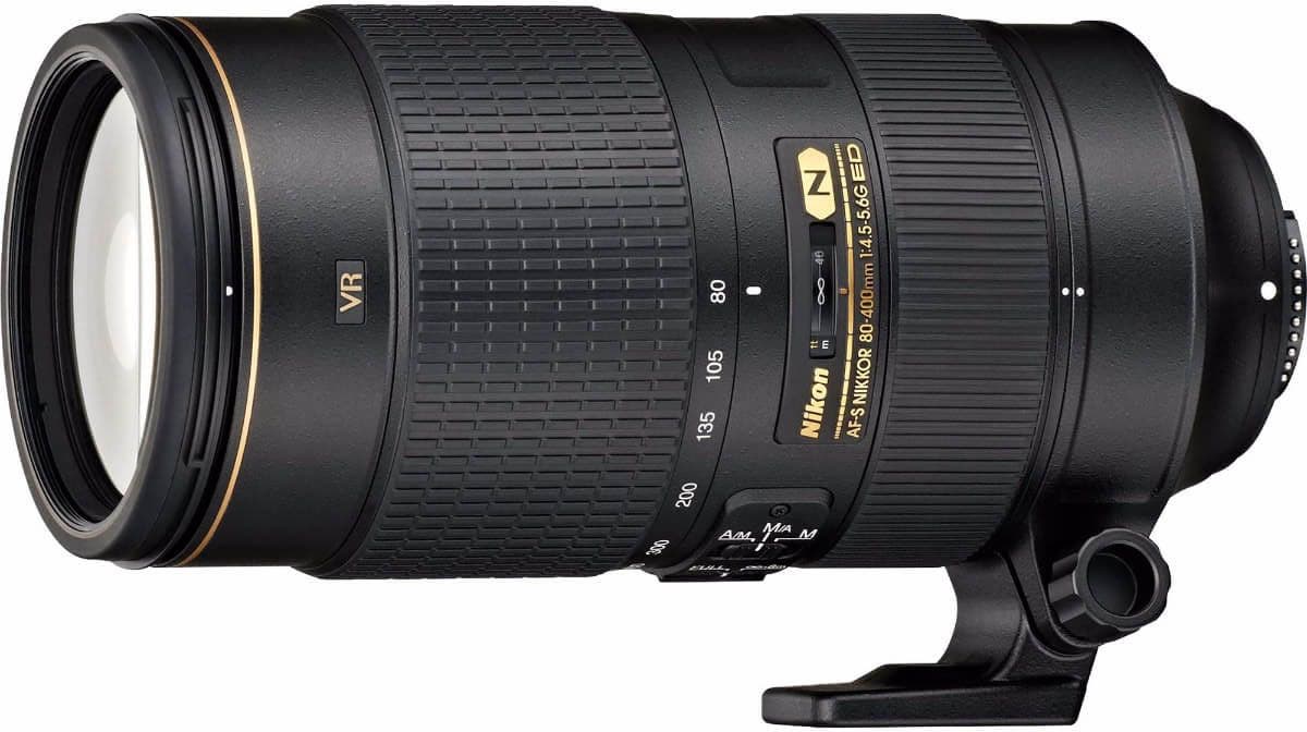 Nikon AF-S 80-400mm f/4.5-5.6G ED VR Telephoto lens with lens hood