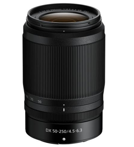 Nikon Nikko Z DX 50-250mm f/4.5-6.3 telephoto zoom lens.
