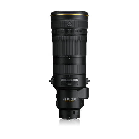 Nikon Nikkor Z 120-300mm f/2.8 TC VR S telephoto zoom lens, black, with tripod foot