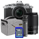 Nikon Z fc Black mirrorless camera with Nikkor Z 16-50mm and 50-250mm VR lenses, bonus SD card, bag and tripod
