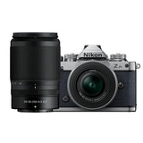 Nikon Z fc mirrorless camera in black with two zoom lenses