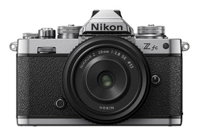 Nikon Z fc mirrorless camera in black with Nikkor Z 28mm lens