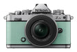 Nikon Z fc mirrorless camera in mint green with 16-50mm lens