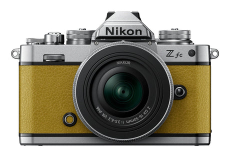 Nikon Z fc Mustard Yellow mirrorless camera with Nikkor 16-50mm VR SL lens